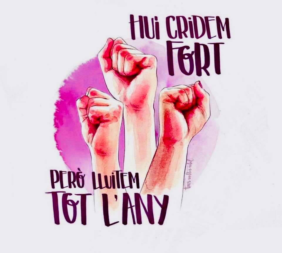 Avui no podré anar a manifestació per motius de salut. Però sé que moltes fareu força per mi. 
Vos deixe una il.lustració que m'encanta de <a href="/tresvoltesreb/">Tres Voltes Rebel</a>.