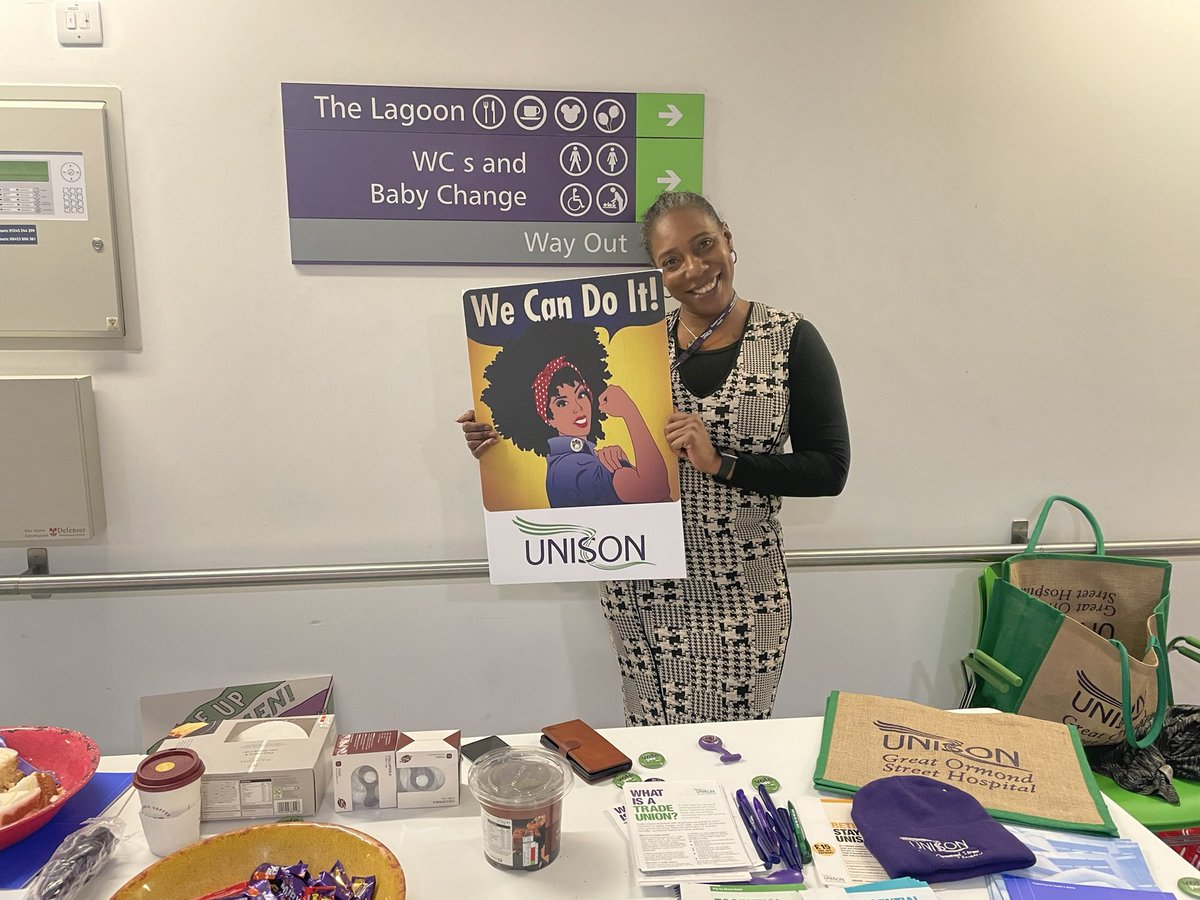 GOSHUnison's tweet photo. Happy #InternationalWomansDay2023 here’s @NerrineB manning our Stall by the lift lobby in the lagoon please say hello if you’re in the trust today https://t.co/oiQfbZ3kUI