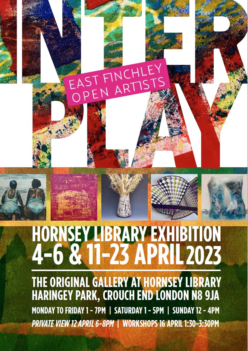 EastFinchOpen's tweet photo. EFO artists present 'Interplay' an exhibition at the Original Gallery, Hornsey Library, Crouch End, N8 9JA. 4-6 &amp; 11-23 April - PV 12 April 6-8pm https://t.co/NZoobXw1fz