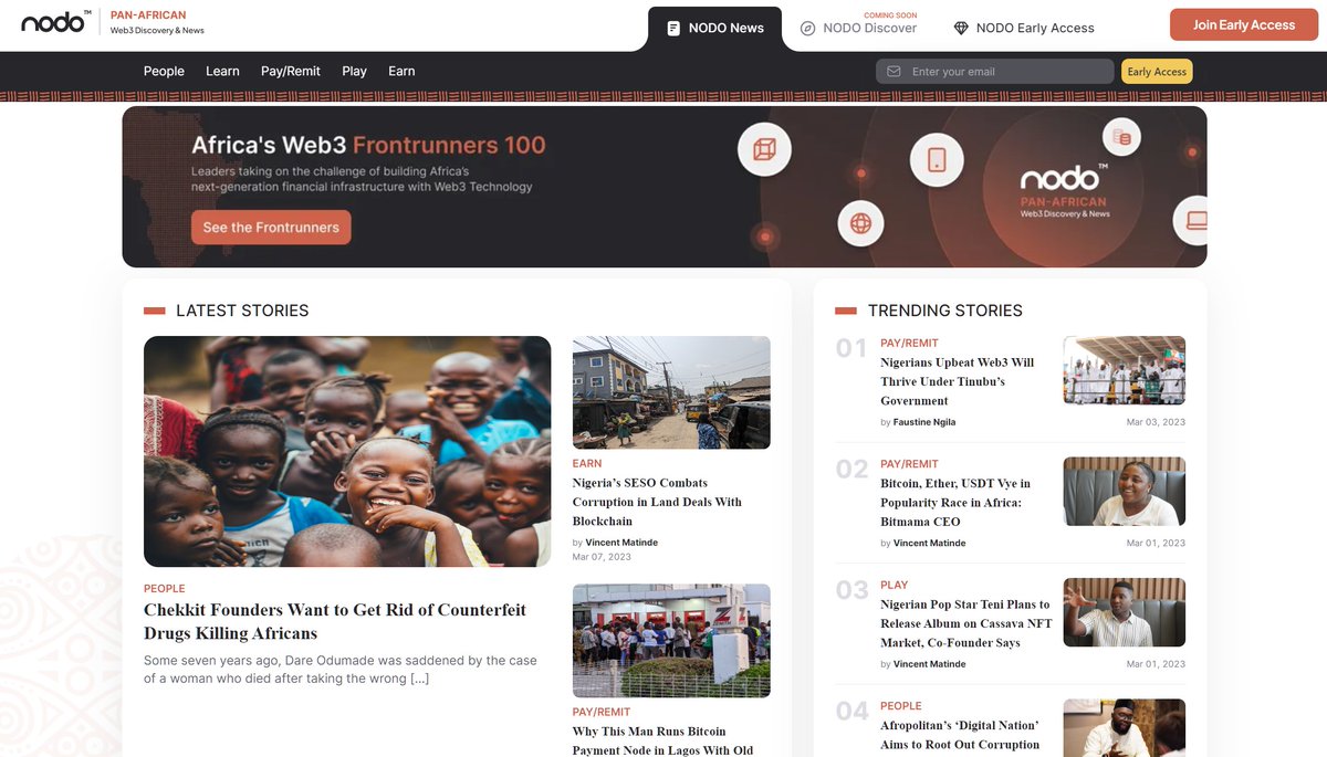 We are pleased to announce that NODO News is LIVE! Get verifiable news covered by our expert editorial team. Tune in today to stay informed of all the latest news about #Web3 developments and new projects across the 55 countries in the African continent: bit.ly/nodoxyz