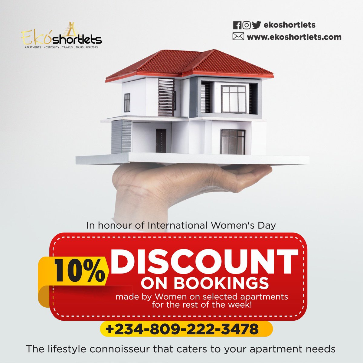 Ekoshortlets's tweet photo. In honour of International Women's Day:

10% discount on bookings made by Women on  select apartments for the rest of the week!

#iwd #internationalwomensday #ekoshortlets #embraceequity #equity #women #womensday 

WhatsApp: 
08092223478!!!! https://t.co/SWxL3yVGuA