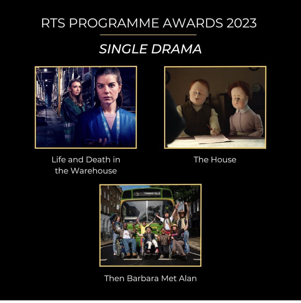 Thrilled #ThenBarbaraMetAlan has been nominated for RTS Single Drama Award. Woo! 🙌🏻🎉🤞🏻@RTS_media