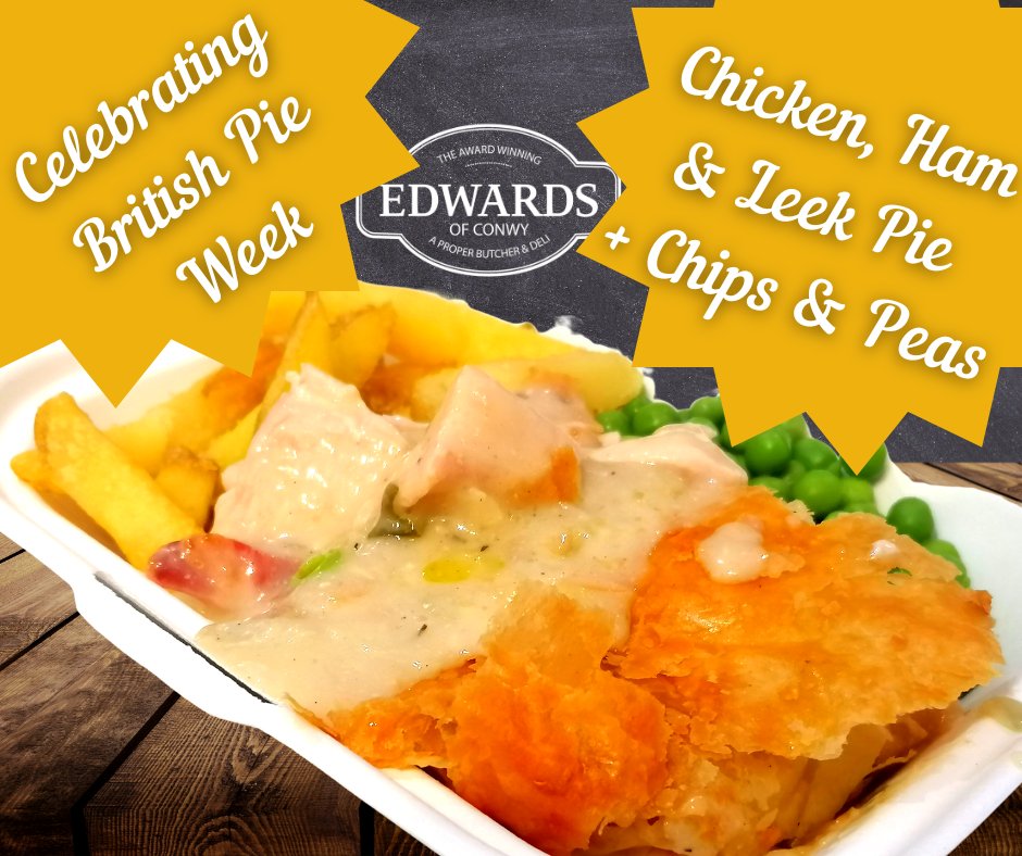 EdwardsofConwy's tweet photo. Bore da!
Todays Hot Food/Bwyd Poeth Heddiw
Wednesday 8th March
π΄ British Pie Week Chicken, Ham & Leek Pie + Chips & Peas
π΄ Roast Pork & Stuffing
π΄ Pork & Garlic or Pork & Black Pepper Sausages
π΄ Soup of the day: Chicken & Chilli
#BritishPieWeek #NearlyLunchtime https://t.co/8Bve18Ggk4