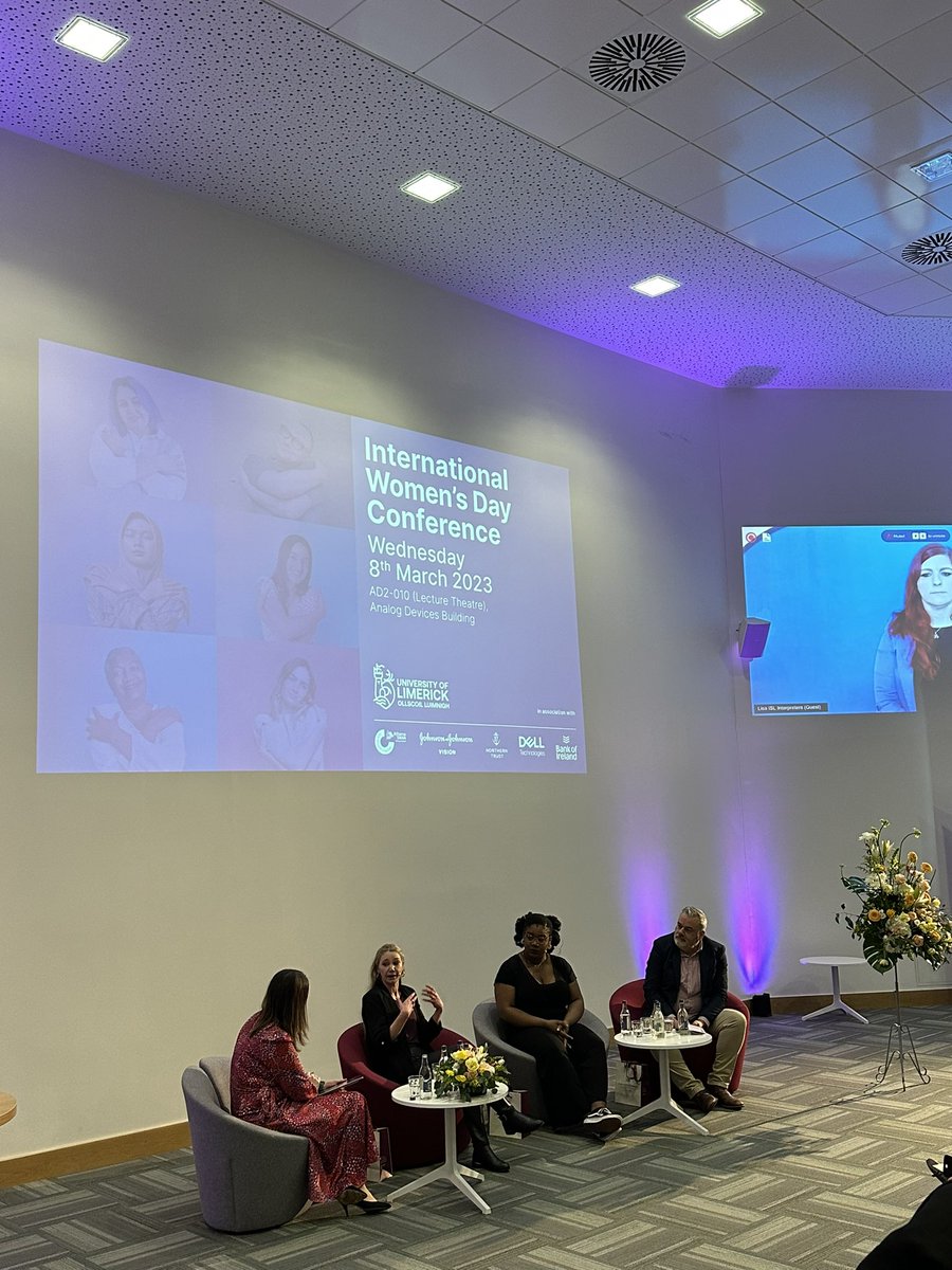 Our panel members discussing ‘What Intersectionality means and how it affects inclusivity and dignity &amp; respect in Organisations’ 👏🏼 #IWD2023UL