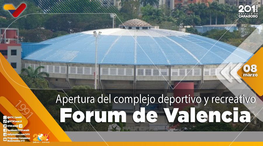 #EFEMÉRIDE🗓️| El Forum de Valencia fue inaugurado el 08 de marzo de 1991. Con una capacidad de 10 mil asientos, es un complejo deportivo y recreativo que se encuentra, como su nombre lo indica, en la capital del estado Carabobo.

#ChávezFeminista