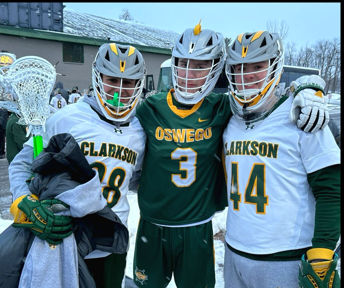 Three former Mustangs faced each other yesterday. Tyler Griffin &amp; Griffin Emerson for Clarkson. Max Brodmann for Oswego. Clarkson improved to 3-0 with the win! <a href="/LacrossePy/">PY Mustangs Lacrosse</a> <a href="/PYAthletics/">Penn Yan Athletics</a>