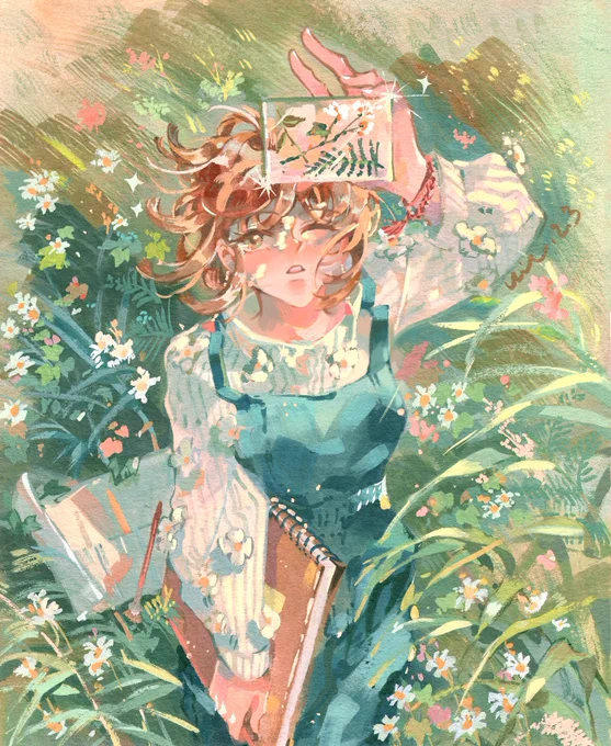 Greenery These paintings are available as prints &amp; in my new zine. Pre-order is open at  until 10/4  #gouacheart #gouachepaint #originalcharacter #illustration #イラスト 