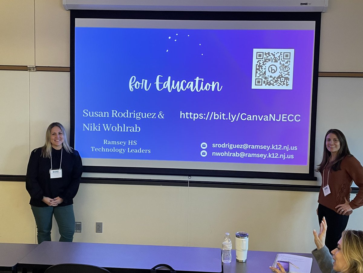 S_Rod_RHS's tweet photo. The Canva Queens ruled at NJECC! Thank you @RamseyHSMedia for partnering with me. Let’s take this show on the road! #CanvaLove  #CanvaEDU #njecc2023  #techleaders #GoRamsNJ https://t.co/dIq2TacH0p