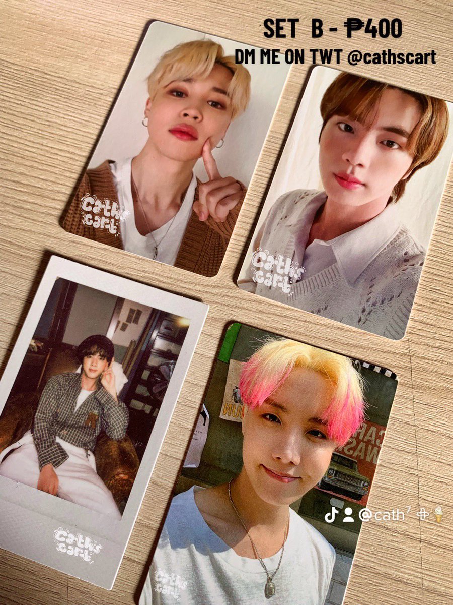cathscart's tweet photo. wts lfb bts pc ph
˗ˏˋ BTS ASSORTED PC SET ´ˎ- 

— jhope butter wv pob, jimin and jin dk nrpc, jin deco kit pola
— ₱400 + pf
— payo or 3 days res
— all in mint condi
— gcash : jnt 
— cod for cebu only via maxim 

jhope hobi butter wv pob jimin jin deco kit nrpc jin pola wts lfb https://t.co/M9uEd3ugLo