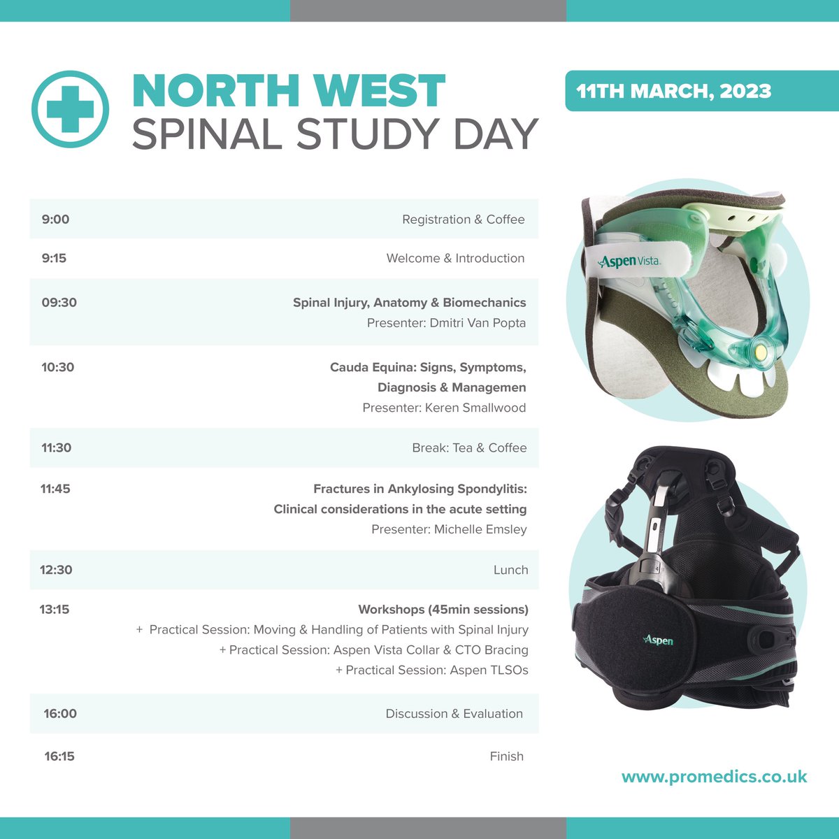 Promedics's tweet photo. The final countdown to our North West Spinal Study is on! Check out the agenda below for a full rundown of what to expect this Saturday.
We look forward to seeing you there!
#Promedics #SpinalStudyDay https://t.co/P2LUnOqo72