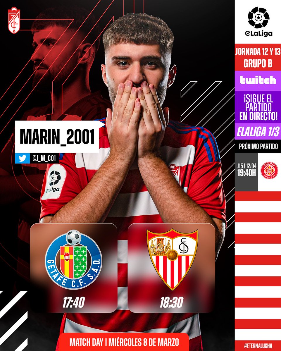 ❤️ 𝐌𝐀𝐓𝐂𝐇 𝐃𝐀𝐘 🤍

🏆 @eLaLiga
⚔️ Jornada 12 y 13 
🆚 <a href="/Getafe_Esports/">Getafe C.F. Esports</a> | <a href="/SevillaFC/">Sevilla Fútbol Club</a> 
⌚️ 17.40h | 18.30h
📺 twitch.tv/elaliga1 | twitch.tv/elaliga3 

#𝙂𝙧𝙖𝙣𝙖𝙙𝙖𝘾𝙁𝙀𝙨𝙥𝙤𝙧𝙩𝙨 🇦🇹