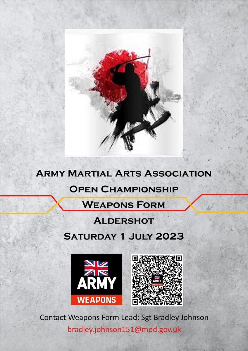 The Army Weapons Form Champs will be held on the 1st July 2023. Please get in touch to register your interest! 🔥 #britisharmysport @ArmySportASCB