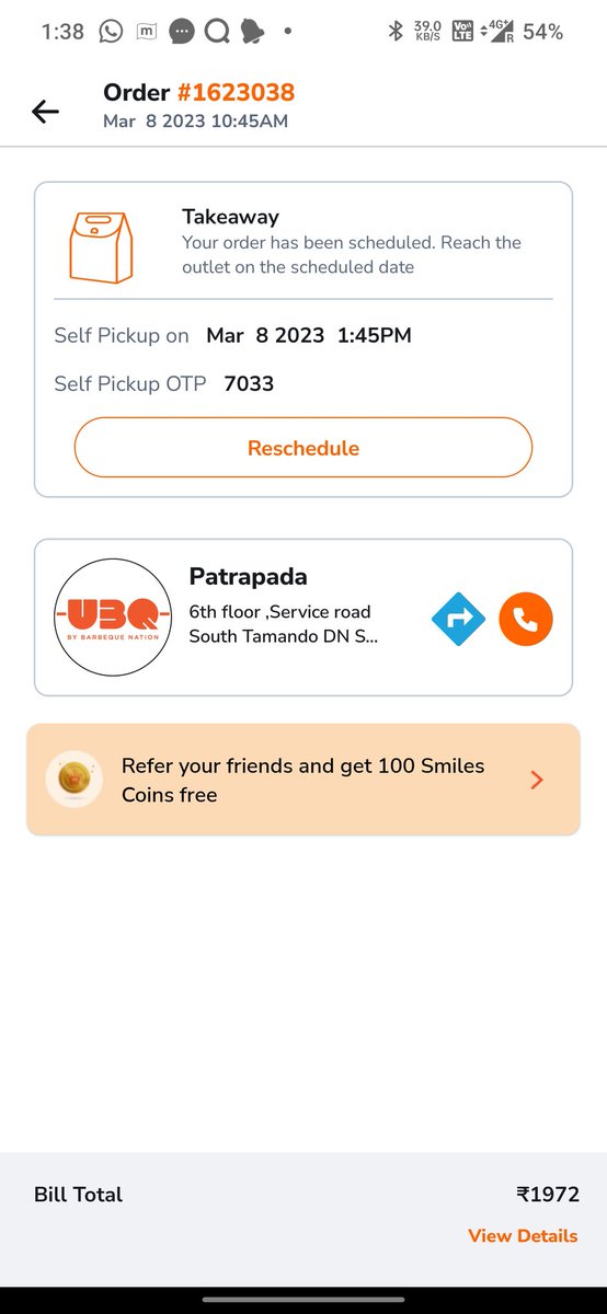 anshumanximb's tweet photo. Ordered a takeaway on 08th March 2023. After reaching the store, i got to know that, store is closed today. No message regarding order cancellation. This is pathetic service @BarbequeNation https://t.co/pKFwoVyb0p