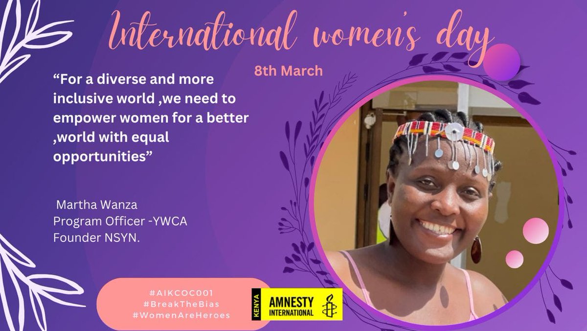 .... #Empower women for a better, world with equal access to #opportunities. #IWD2023
<a href="/sudi_a/">Sudi A. Boti</a>
@Shamir2Edwine <a href="/AkiliDada/">Akili Dada</a>
 <a href="/The3Rings1/">The 3 Rings SHG</a> <a href="/Hafswa_Salim/">Hafswa</a> <a href="/najma_mohamud13/">nujuum</a> <a href="/AmnestyMombasa/">Amnesty Mombasa Circle of Conscience</a> <a href="/AmnestyKenya/">Amnesty Kenya</a> <a href="/Marthatru1/">Marthatru</a>  <a href="/humanprotectjus/">Human Protection and Justice org</a> <a href="/kellyngeti/">Kelly Ngeti</a> @Nkokoiju_Africa
@KishokaYouthOrg