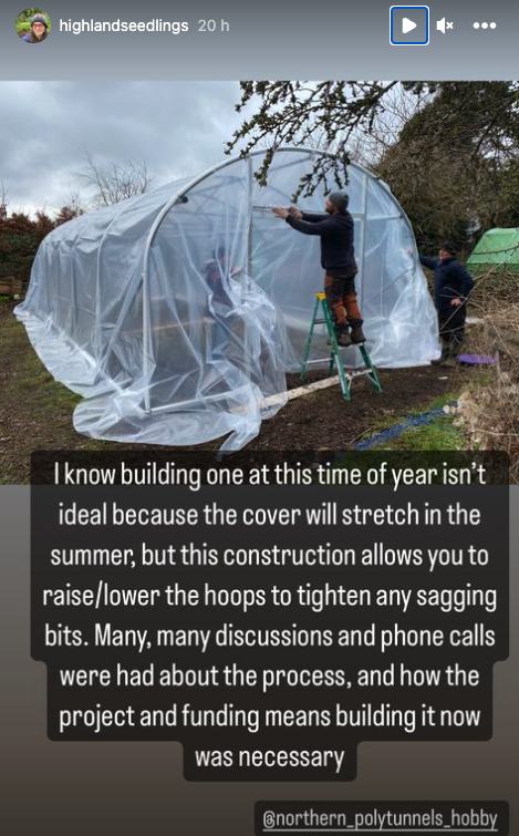 NPolytunnels's tweet photo. Repost from highlandseelings on instagram

'building one at this time isn't ideal because the cover will stretch in the summer, but this construction allows you to raise/lower the hoops to tighten any sagging bits'

It does indeed ☺️

#Polytunnel #SuperStrength #Highlander https://t.co/rdXUrHv6ST