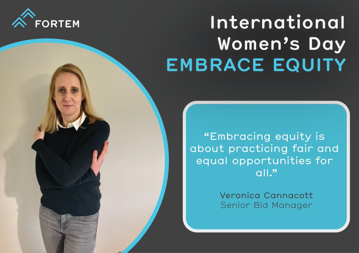 FortemSolutions's tweet photo. It's #InternationalWomensDay and the theme this year is #EmbracingEquity. At Fortem we believe in fairness, which includes taking the gender pay gap seriously. Have a look at our report https://t.co/RhpgKaVod7 

Here's what Embracing Equity means to these women at Fortem 👇 https://t.co/i7H4fZ5gDD