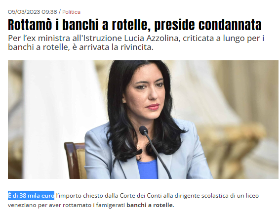 spighissimo's tweet photo. Tante polemiche per stabilire quello che era chiaro a chiunque non fosse un tifoso

“è stata attribuita alla ministra una responsabilità che non era sua. Lei ha messo a disposizione dei fondi, ma la scelta è stata delle singole scuole, che hanno avuto i banchi che hanno chiesto” https://t.co/BWxyBaRx15