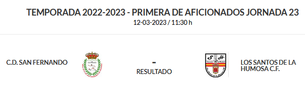 @CDSanFernando1 y <a href="/LosSantosCF2017/">Los Santos CF</a> nos ofreceran seguramente uno de los grandes duelos de la regional este fín de semana.

2º y 3º ó 3º y 2º pendientes aun de la resolución.

En cualquier caso,partido importante para ambos en la lucha por la 2ª plaza de ascenso a Preferente