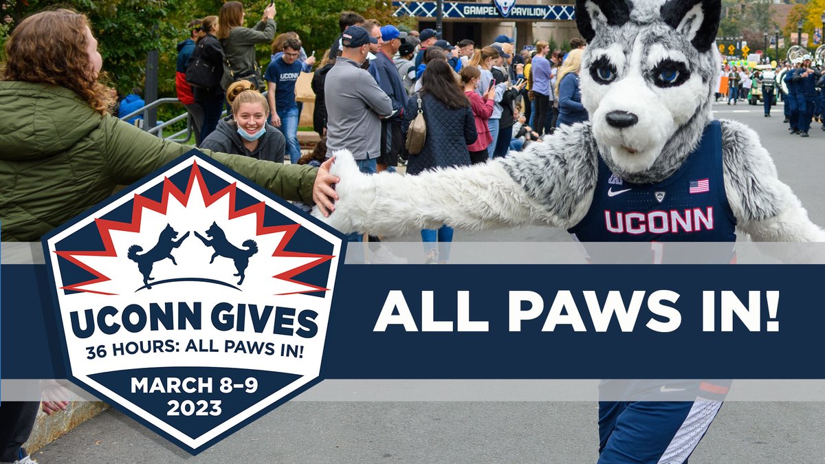 #UConnGives is HERE! Now through 7 p.m. ET on March 9, YOU can make an impact on the University we love! Make a gift for #UConnGives at bit.ly/3Iv7N5y!