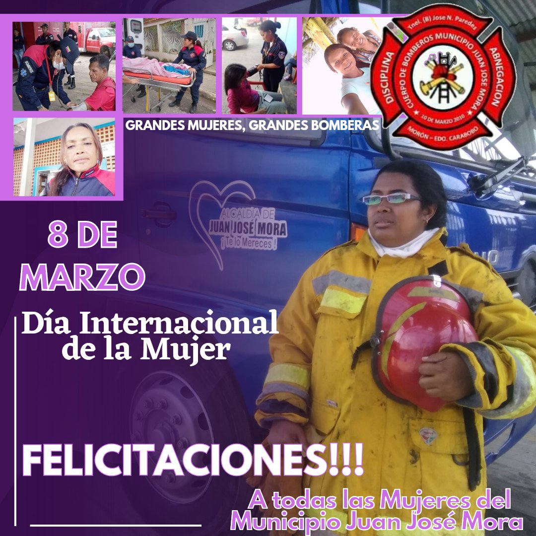 #8Mar
#SNGR/BN
 REDAN CENTRAL 
 ZOEDAN CARABOBO 
JUAN JOSÉ MORA

Feliz Día Internacional de la Mujer 🌹💐 en especial a nuestras Bomberas 

<a href="/DGNBEnLinea/">DGNB</a> <a href="/CentralReedan/">REDAN Central de Bomberos y Bomberas</a> <a href="/Perez_Ampueda/">G/B Carlos Perez Ampueda</a> <a href="/BJuanGonzalez/">juancgonzalez</a> <a href="/zoedancarabobo/">Zoedan Carabobo</a> <a href="/DGGEPMIR/">VGRPC-DGGEPMIR</a> <a href="/VGRPC_/">VGRPC</a>  <a href="/Alirio10sanchez/">Alirio Sánchez</a> <a href="/MinMujerVe/">Min. del PP para la Mujer y la Igualdad de Género</a>

#ChávezFeminista