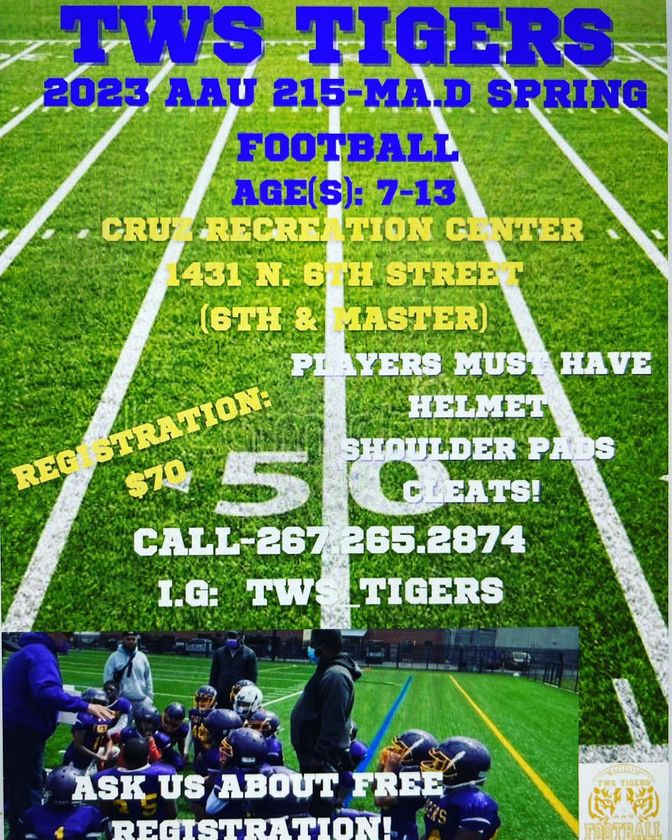 PHILLY! Bring your future Eagle out to participate in Spring Football! Ages 7-13. Wednesdays at 5:30pm and Saturday’s 11am! Coaching spots available. Cruz Recreation Center 6th and Master Street (Indoors) Today!#unweighted #aau #travelteams