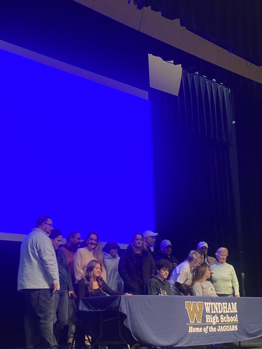 WHSJaguars's tweet photo. Congratulations to three WHS athletes who will compete in college next year: Isabella Abruzese and Jack St. Hillaire to Plymouth State for basketball, and Delina DaSilva, who will cheer for SNHU. https://t.co/dr5wTz4eEc