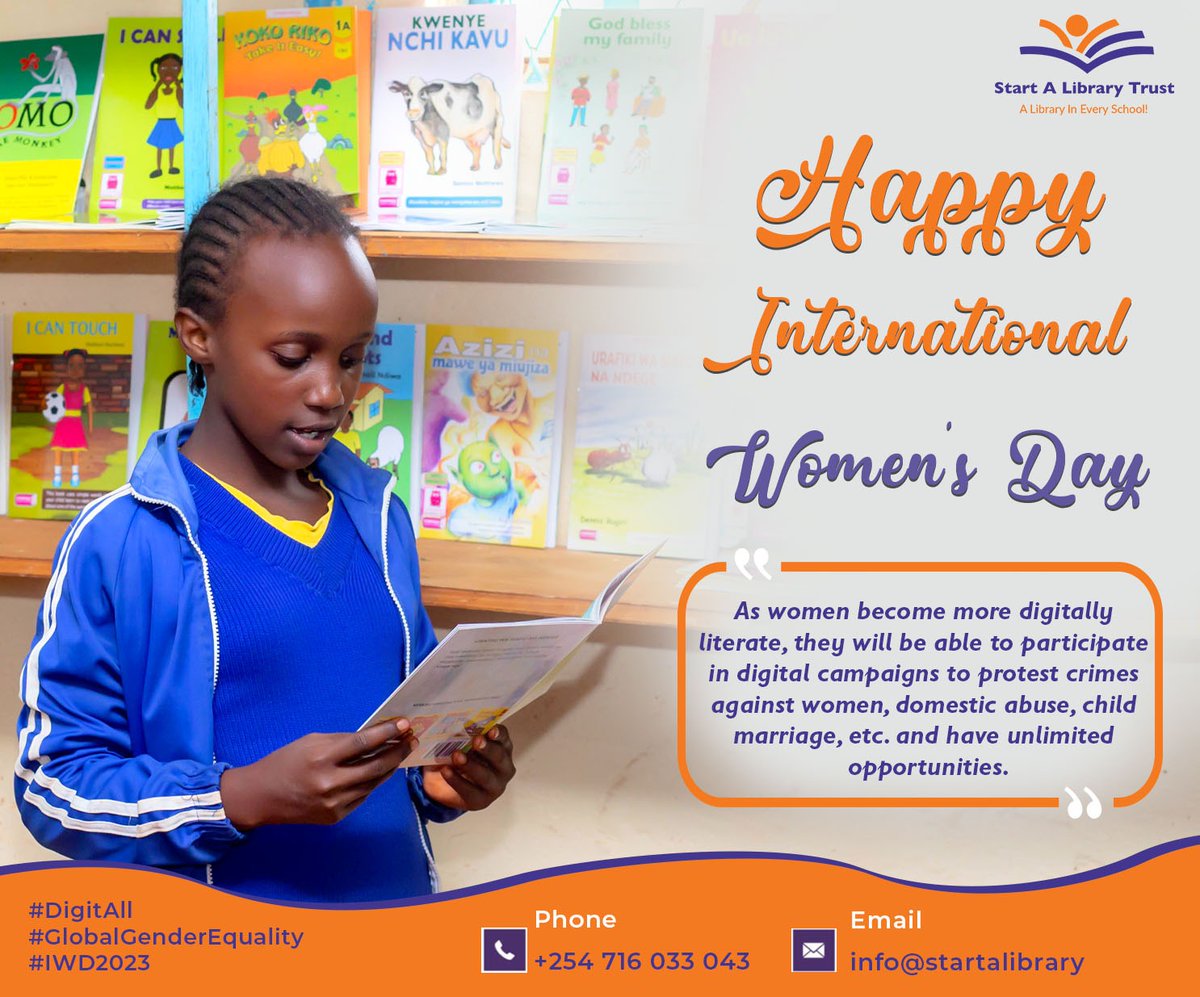 startalibrary's tweet photo. #HappyInternationalWomensDay 💜🧡
Let's strive to #EmbraceEquity, support and acknowledge women's achievement in the global digital transformation and other fields.

#IWD2023 #Inclusion #WomenEmpowerment #nextgeneration #WomensDay #StartALibrary https://t.co/EhuaR6VSv3