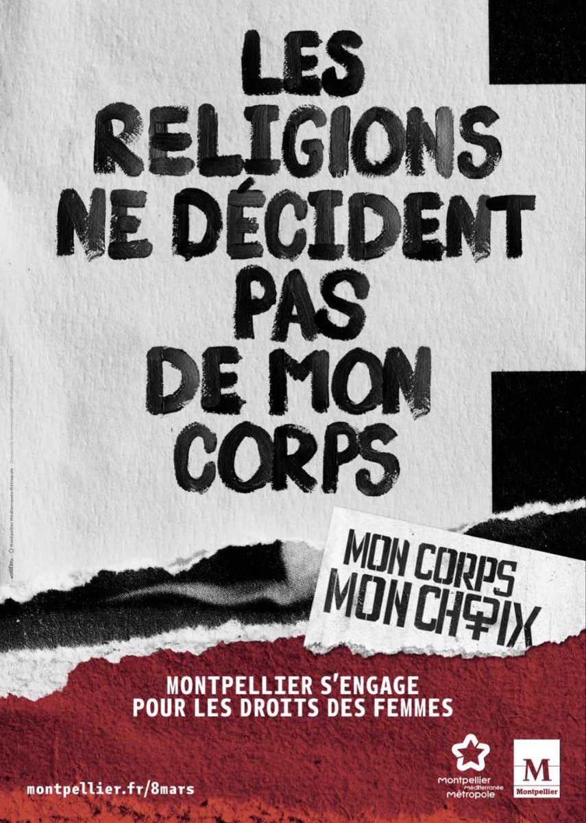 A l’heure où dans le monde les droits des femmes à disposer de leur corps sont remis en cause par l’obscurantisme, où dans notre pays ces libertés demeurent fragiles #Montpellier s’engage pour rappeler que la  contraception et l’IVG sont des libertés pour chaque femme. #8mars2023