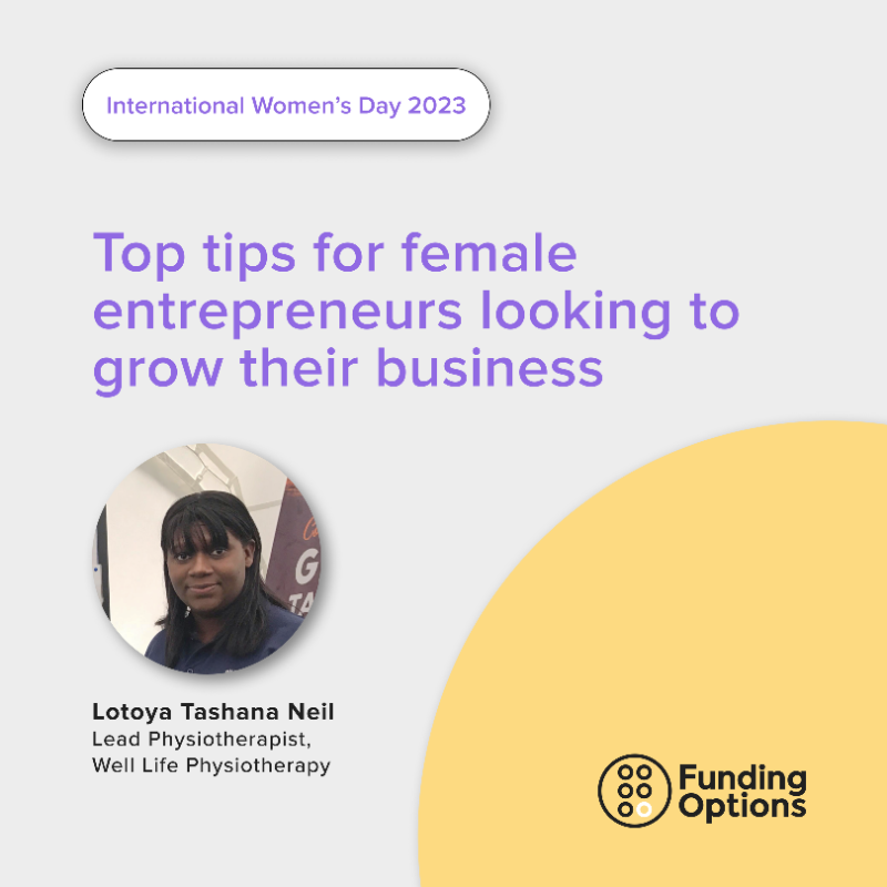FundingOptions's tweet photo. Happy #InternationalWomensDay! 💜

To celebrate and champion women leaders, we caught up with one our female-led #business customers, Lotoya Tashana Neil, Lead Physiotherapist at Well Life Physiotherapy - a holistic healthcare company in Oldbury.👇

#IWD2023 #smallbiz