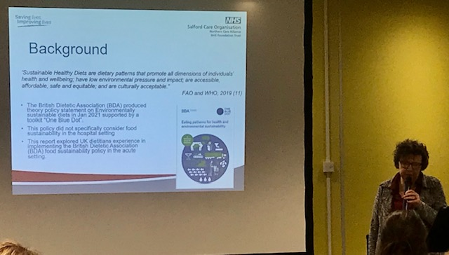 Our great #leader on #InternationalWomensDay presenting the findings on #Food #sustainability in #hospitals on behalf of @e_koutrouli at #NCAAHP23 from @SCODietitians @NCAlliance_NHS also championing @NCAresearchNHS @BDA_Dietitians