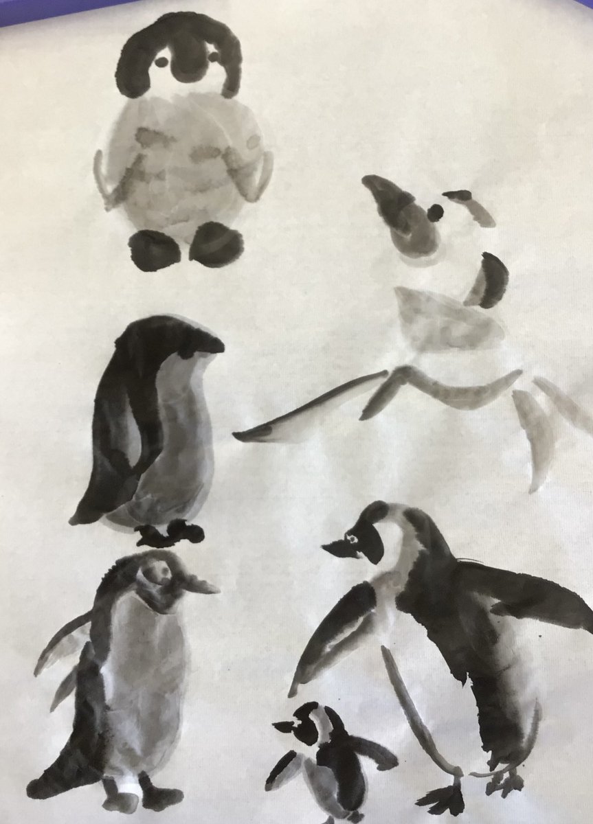アオのペンギン水墨画がむちゃいい。アオ、絵も歌もなんでもやるなー。