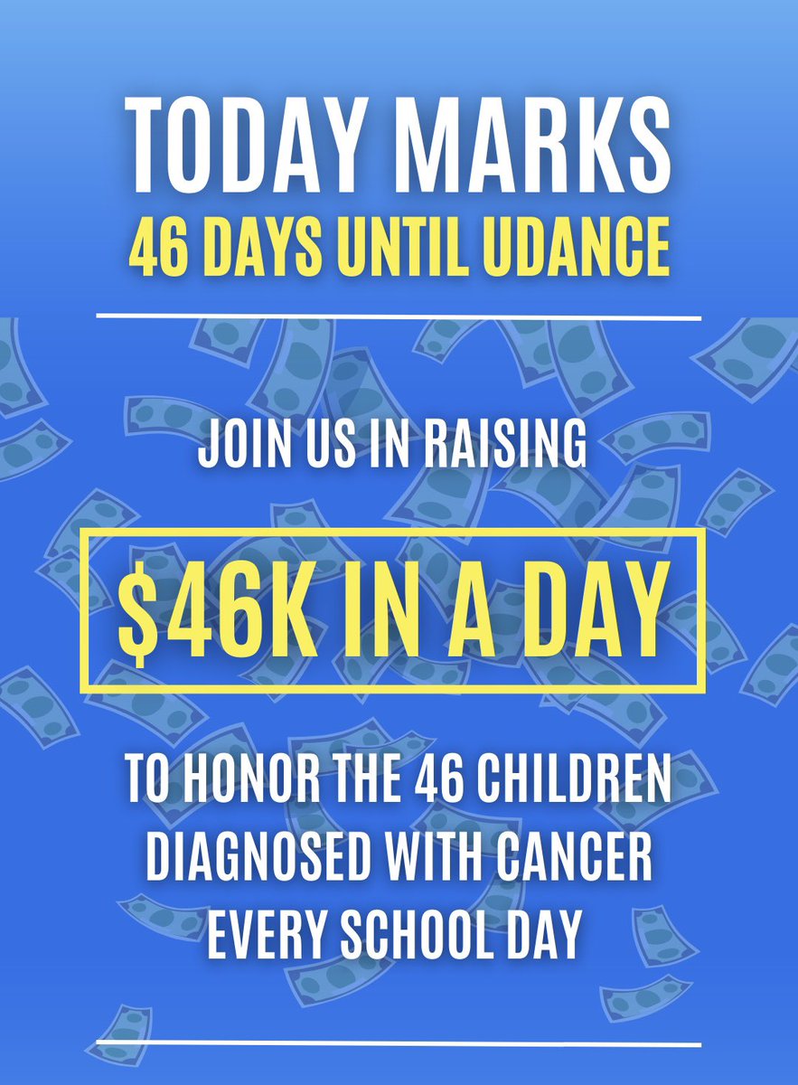 46 days until UDelaware’s UDance Marathon for pediatric cancer. The UD community is raising $46k today for the 46 school aged children diagnosed with cancer every single day. Please consider donating to my page and sharing! I’m so close to my goal!! udancede.org/bpos_partpage.…