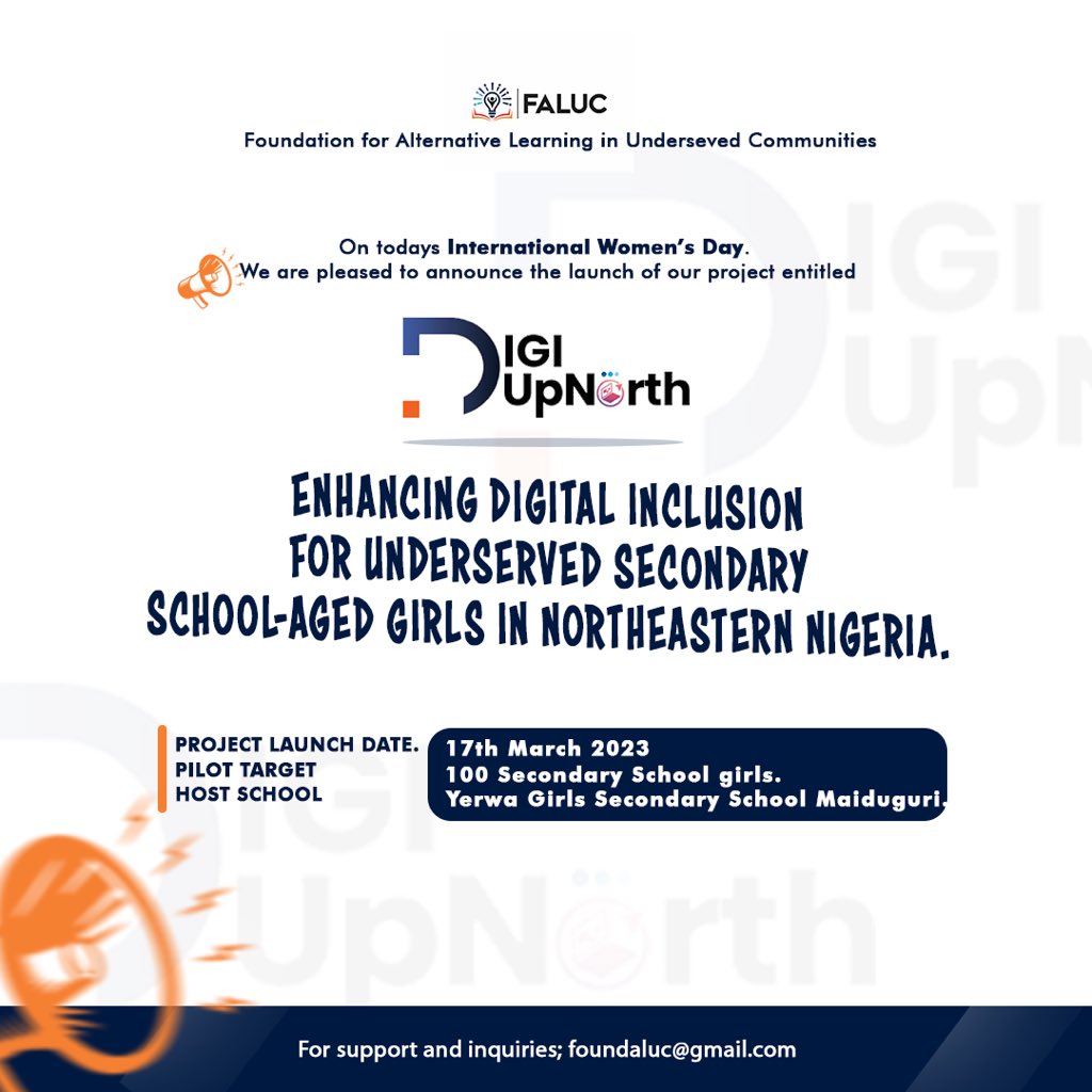 Street2School's tweet photo. On #InternationalWomensDay, we're launching the pilot phase of our DigiUpNorth project, investing in 100 secondary school girls in Maiduguri to enhance digital inclusion for underserved adolescent girls and young women in Northeastern Nigeria.#digitalinclusio #amplifyingImpact https://t.co/Rdn9OW42i5
