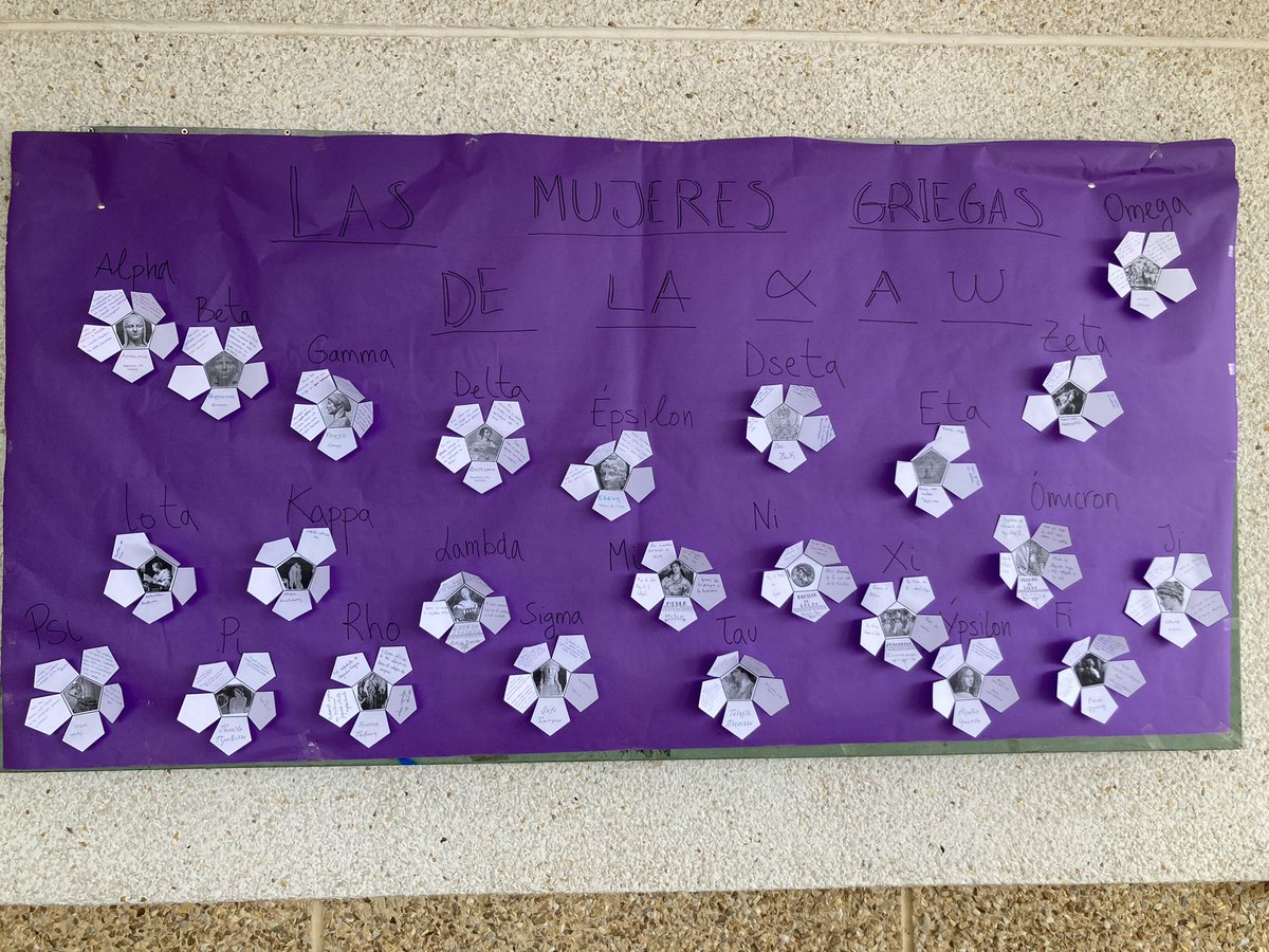 SaliRock16's tweet photo. Feliz día de la mujer! Hoy hemos hecho un mural con las 24 letras del alfabeto griego. Aquí tenéis las mujeres griegas desde la α a la ω. https://t.co/uLr6omtAPC