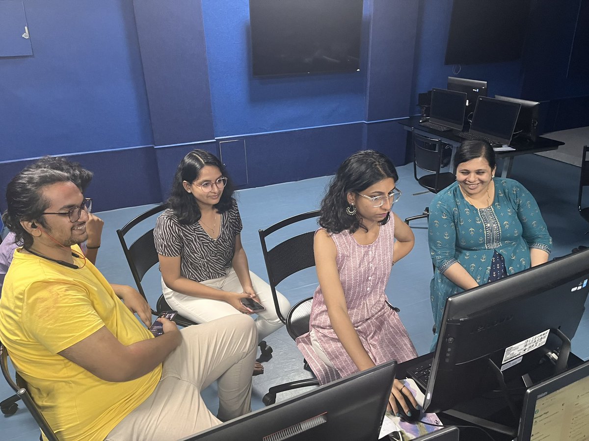 DevadasRajaram's tweet photo. Meet the tireless @ACJIndia production crew behind the live segment of @PopUpNewsroom - a global reporting project involving student journalists on women change-makers #InternationalWomensDay 
#EmbraceEquity #IWDPopUp23 #PopUpNewsroom #ACJLive https://t.co/Vz4kD21cv2