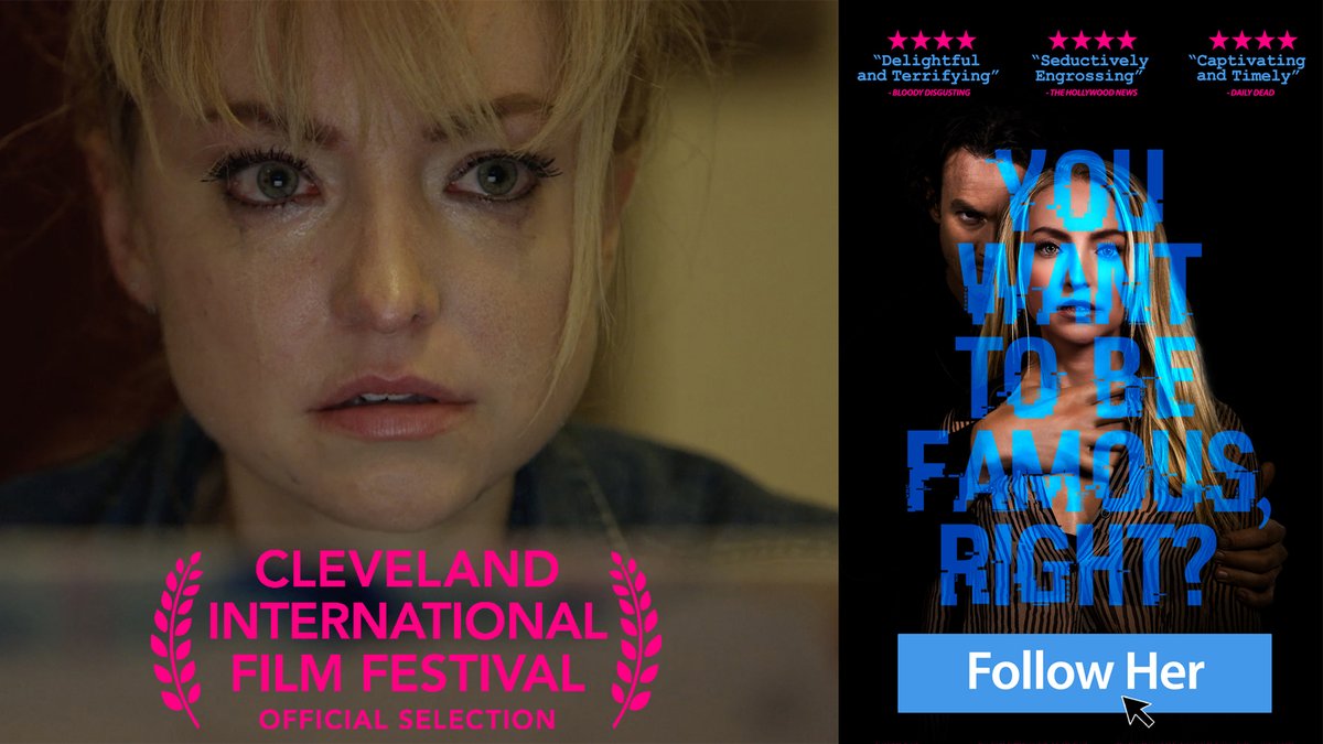 Thrilled to be part of @CIFF  ! @FollowHerFilm  starring @iamdanibarker  @thelukecook screens Fri, March 31st @ 10pm @playhousesquare Q&A w/ Director/Producer @SylviaCaminer 
#ciff47 #clefilmfest #followher #thriller  #womeninhorror #indyfilm #filmfestival #thisiscle #cleveland