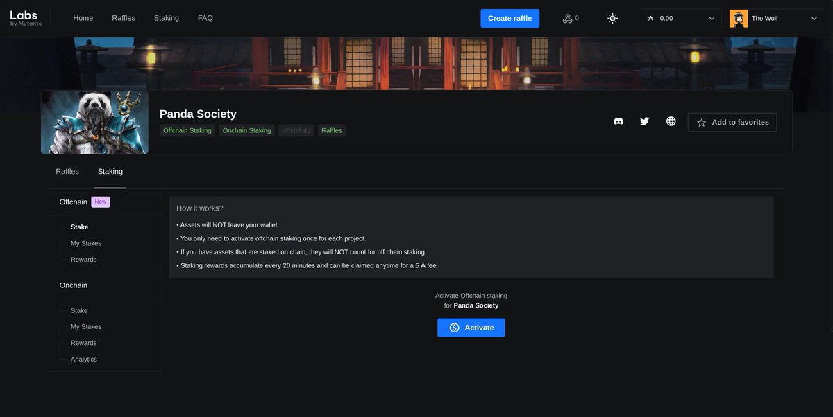 PandaSocietyNFT's tweet photo. If you haven't already, Switch to Non-Custodial (Offchain) Staking for $PANDARIUM on Labs by @MutantNFTs
Unstake (Onchain), Activate (Offchain), Stack that $PANDARIUM while your assets are in your Wallet!
https://t.co/QEjysulYh3
#LFPanda #PandaArmy #ShogunArmy #ElementalTribes https://t.co/fbJYWKORVW