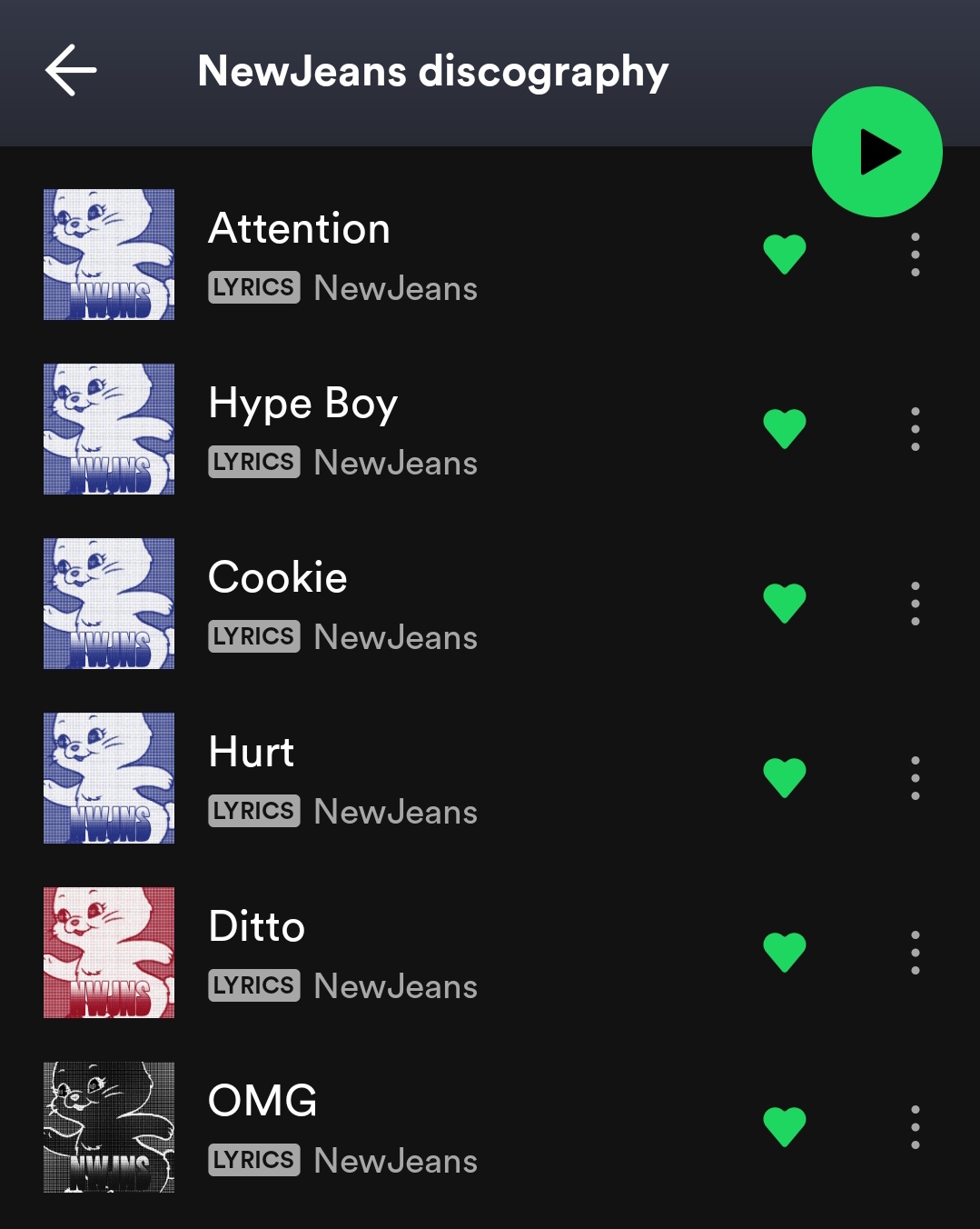 Spotify lyrics, newjeans ditto in 2023