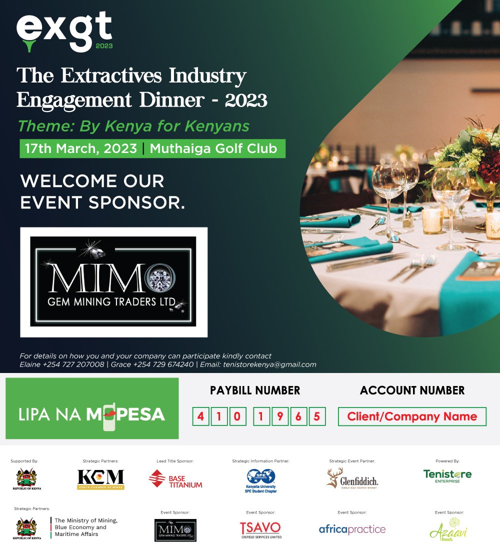 tenistore's tweet photo. In the spirit of #IWD2023, we are honored to welcome @TsavOil and Mimo Gem Traders (both women owed and led companies) to the Extractives Industry Engagement Dinner 2023.

Come and interact with them as they tell us which way to go in #InvestinginKenya

Call us 0727207008 today https://t.co/r5tfv2s1ou