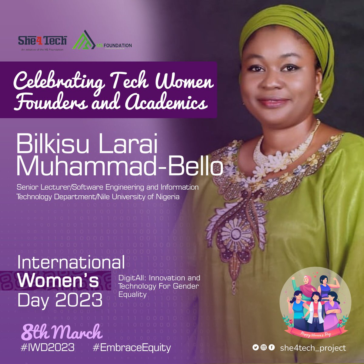 blabdool's tweet photo. Happy International women's day. #EmbraceEquity #IWD2023 @she4tech_ https://t.co/OiGLLMtZrl