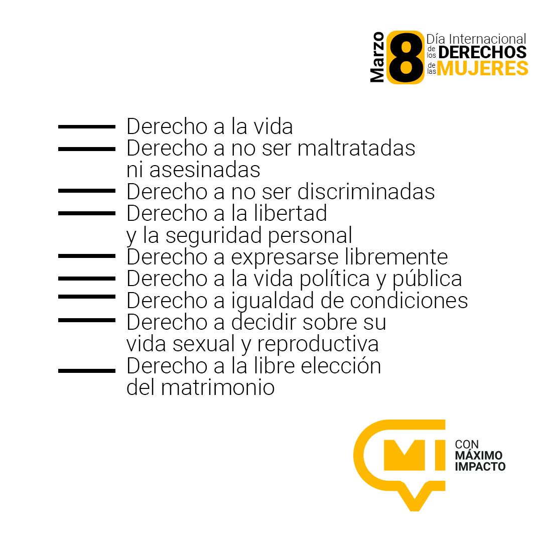 Feliz día Internacional de los DERECHOS de las Mujeres!!!!💪🌼

Qué este día se recuerde siempre como la búsqueda de la unión, la integración, las relaciones, las redes y la comunión entre cada mundo y sus individuos.  

Feliz día!
#diadelamujer  #maximoimpcto  #creatividad