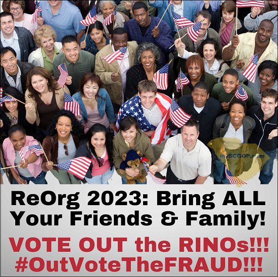 myscgop's tweet photo. CALL ALL YOUR FRIENDS & FAMILY in #SC & TELL them to go out for #ReOrg2023 We must Vote Out the RINOs #OutVoteTheFRAUD
IT IS ALL ABOUT THE NUMBERS
https://t.co/hlNc3yHOpl
https://t.co/N8SDmMmTWh
https://t.co/hOYL46zsdd
#mySCGOP #precinctreorg #precinctstrategy #reorg #captures https://t.co/bhbVwjXeNr