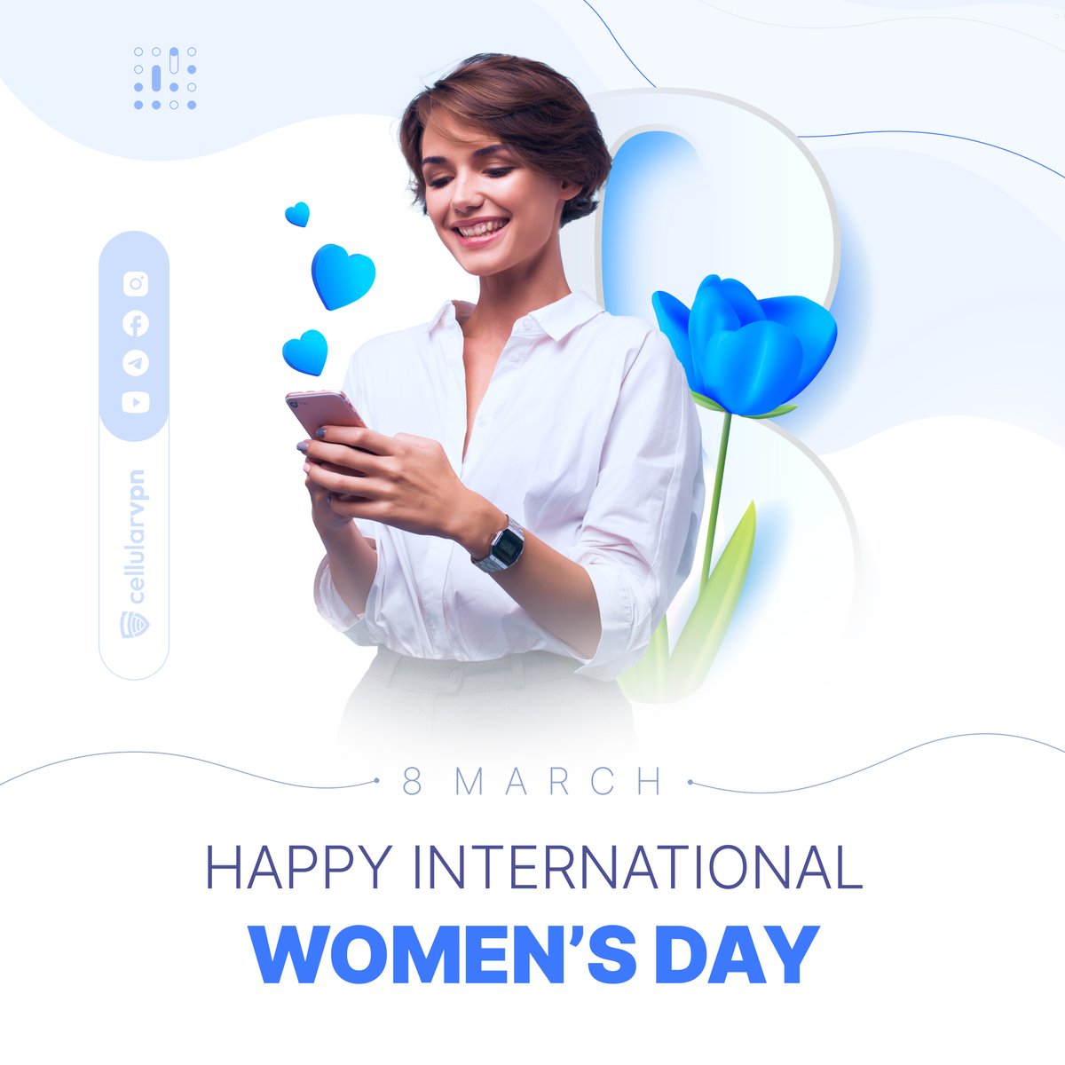 cellularvpn's tweet photo. Happy Women's Day to all the amazing women out there! Today, we want to take a moment to celebrate the incredible accomplishments of women throughout history and in our modern world.
#cellularvpn #InternationalWomensDay https://t.co/Lj1Nv9G5pk