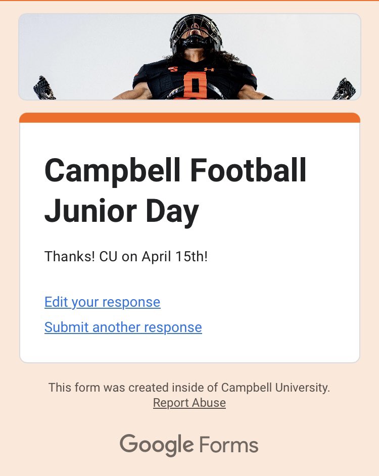 Blessed to be presented with the opportunity to be attending <a href="/GoCamelsFB/">Campbell Football</a>’s Jr day 🙏🏿 @CUCoachDJAdams #AGTG