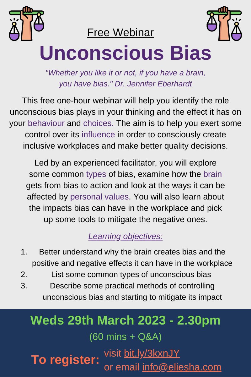 Register for our free webinar on Unconscious Bias - Wednesday 29th March at 2.30pm: us02web.zoom.us/webinar/regist…