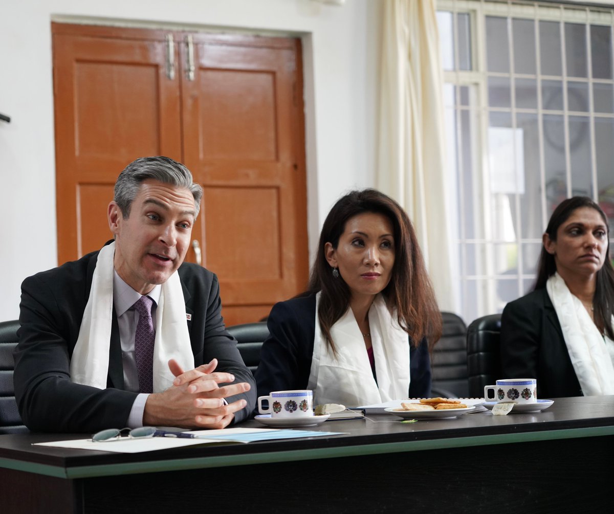 Tibparliament's tweet photo. @DamonMacWilson, President of the @NEDemocracy, visited the @Tibparliament today. The NED President had a meeting with @TPiESpeaker-led members of the Standing Committee and discussed ways of working together in strengthening the #democraticmovement in the #Tibetan community. https://t.co/XVCUv99of0