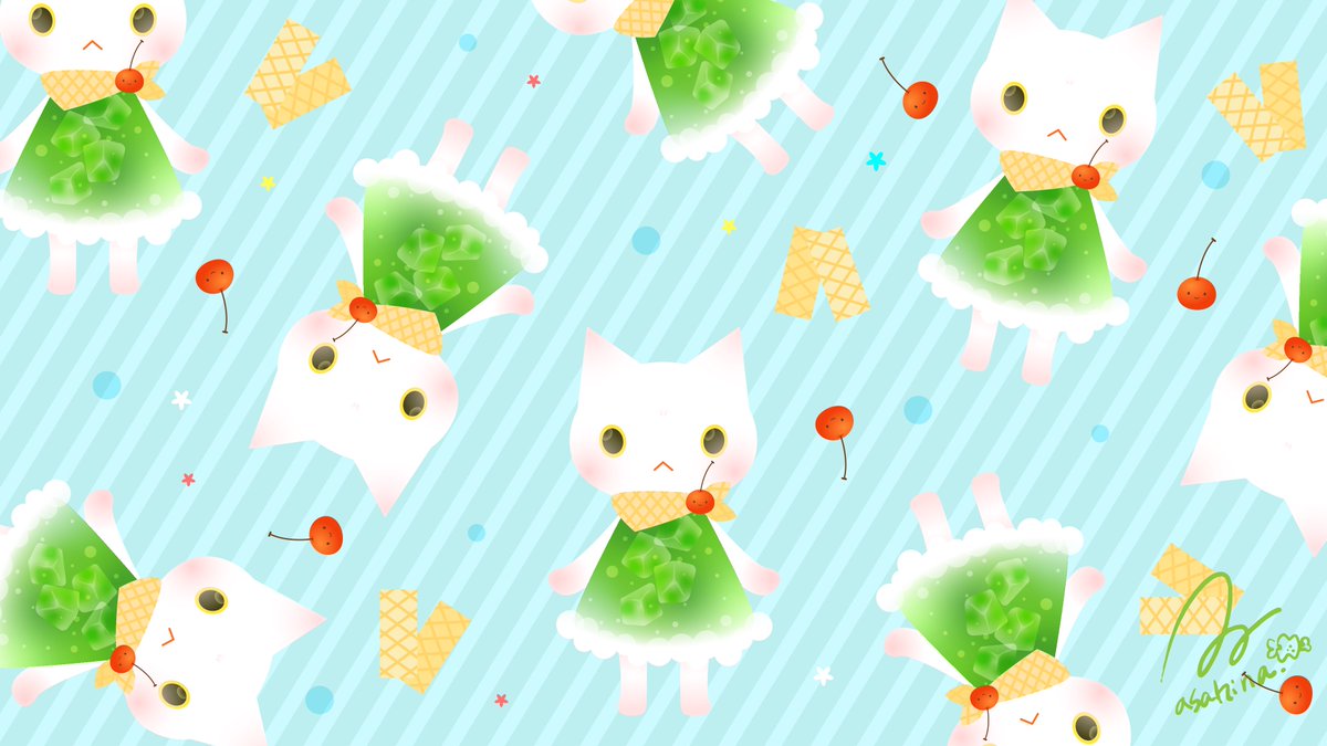 クリームソーダねこちゃん。
#IllustratoroniPad #イラレ #イラストレーター #Adobe 