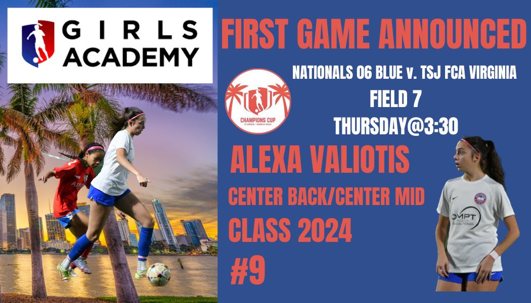 alexavaliotis's tweet photo. So excited to compete with my team in the @GAcademyLeague champions cup this week! @ImYouthSoccer @NationalsGA @CoachDR7 @ImCollegeSoccer https://t.co/ID6W1BE6gh