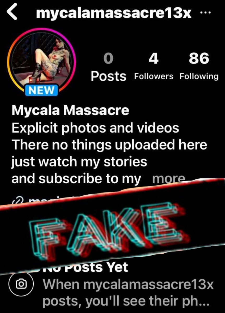 mycalamassacre's tweet image. DO NOT SUBSCRIBE!!
THIS IS NOT MY ACCOUNT!!
PLEASE REPORT!!
My only active IG accounts are @mycalamassacre13 and @mycalamassacretats 
#fakeaccount #pleasereport #botaccount
