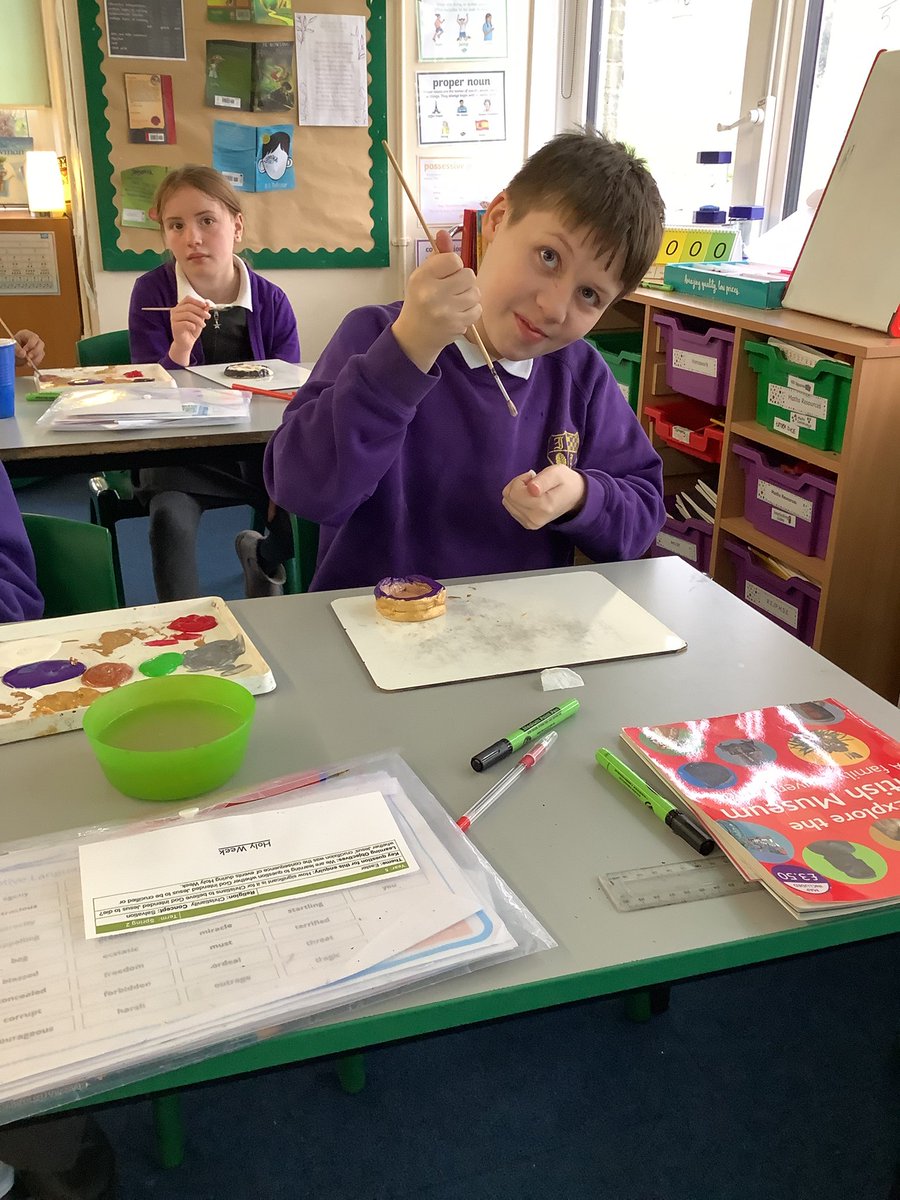 Y5 & Y6 have been busy painting our Anglo-Saxon brooches today! We are looking forward to sharing our designs with our friends! #anglosaxon #bringinghistorytolife